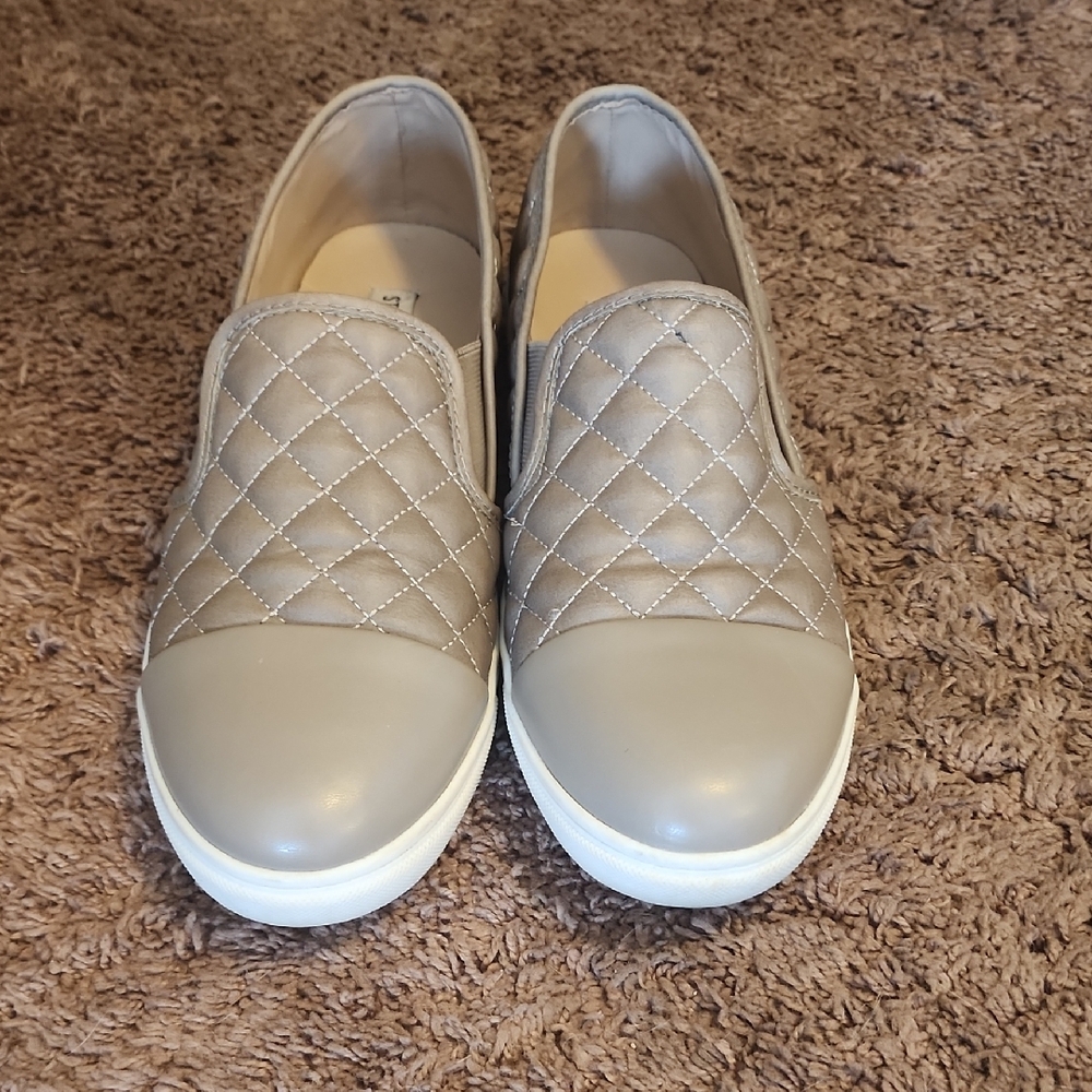 Steve Madden Quilted Taupe Slip-On Sneakers